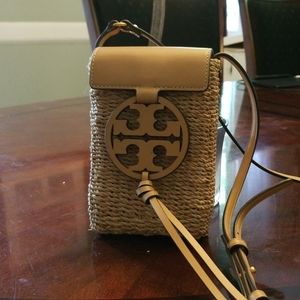 Tory Burch Miller Straw phone crossbody